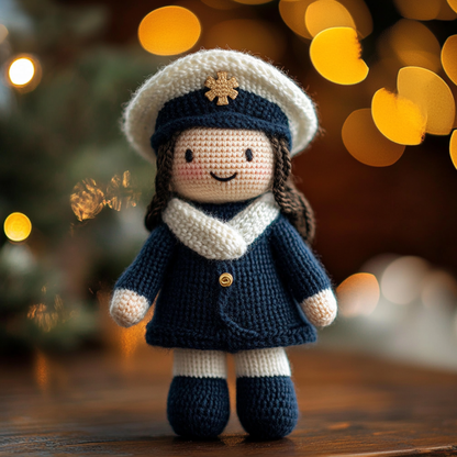 💖Braveheart Knitted Soldier Girl – Handcrafted Patriotic Home Decor