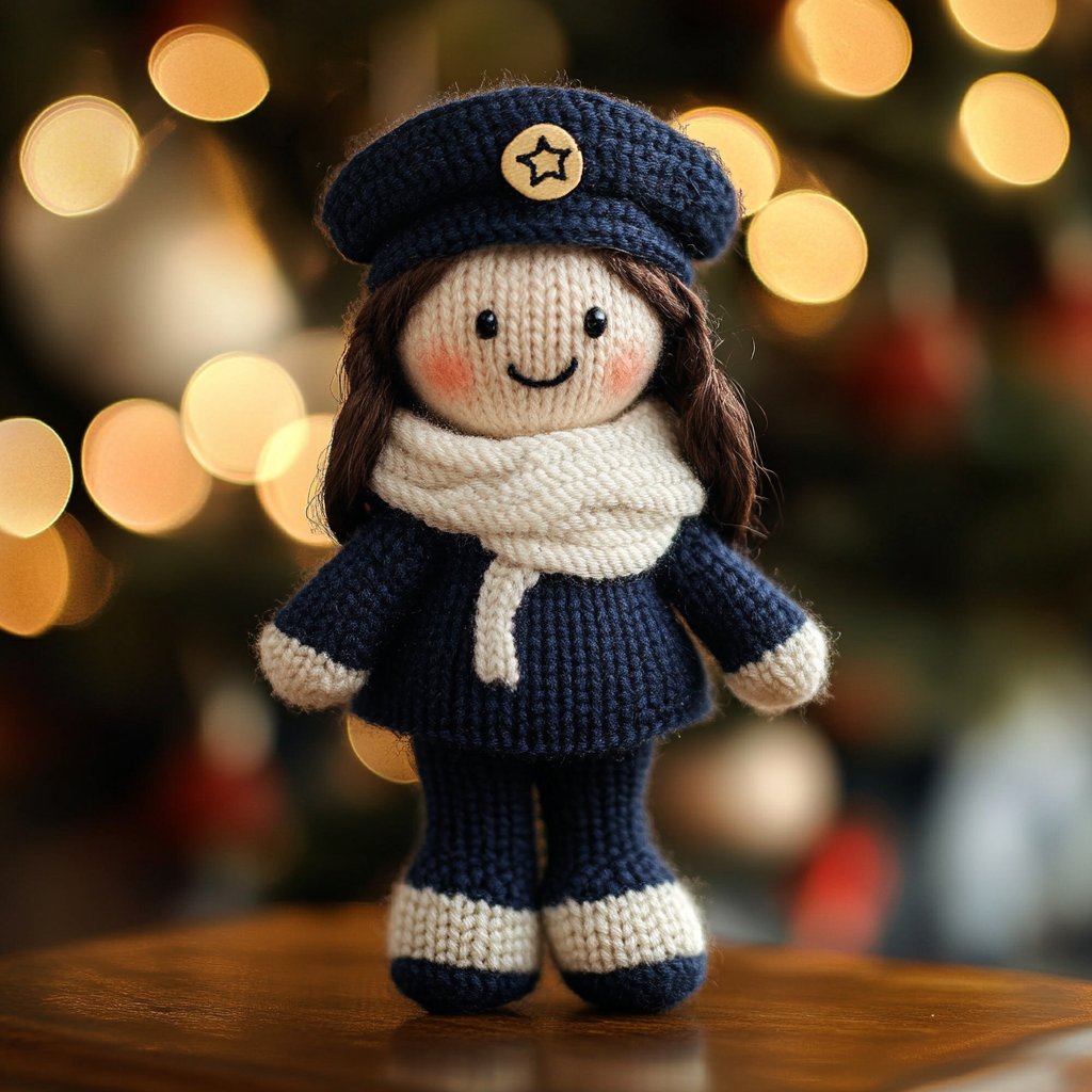 💖Braveheart Knitted Soldier Girl – Handcrafted Patriotic Home Decor