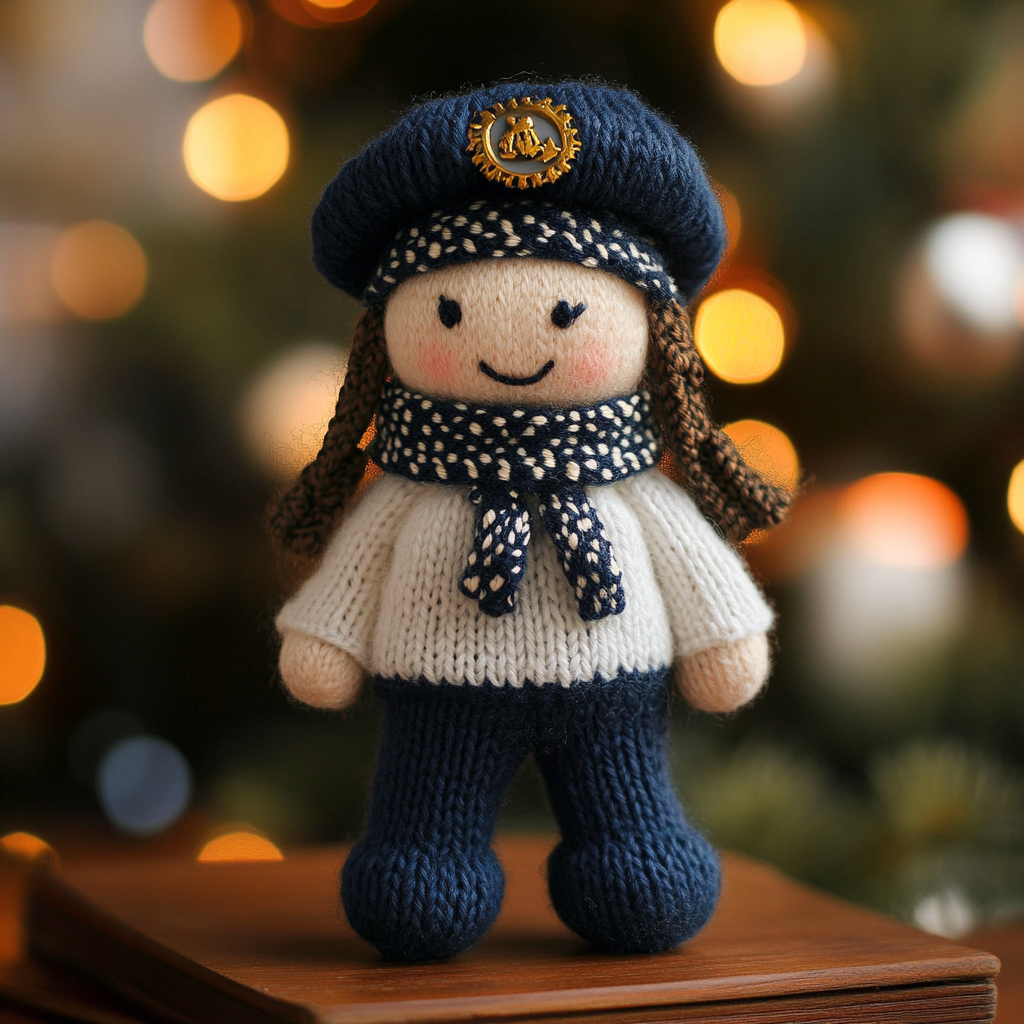 💖Braveheart Knitted Soldier Girl – Handcrafted Patriotic Home Decor